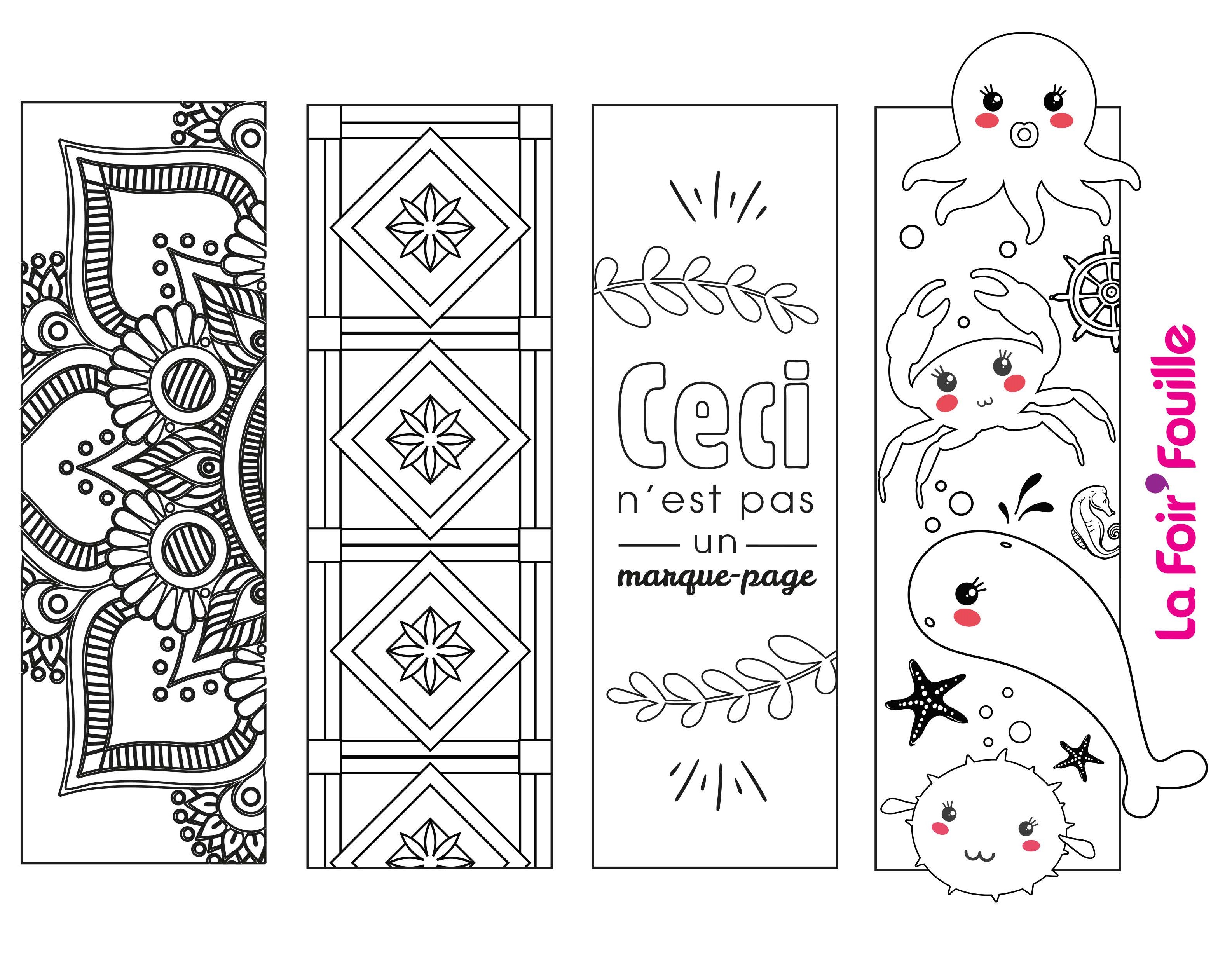 4 marque-pages à imprimer et à colorier - DIY - Blog La Foir'Fouille